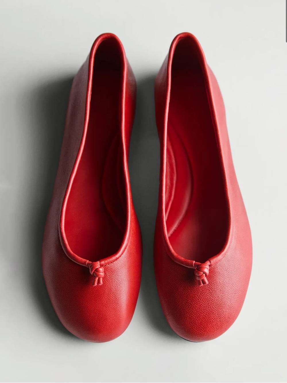 Massimo Dutti NWT red leather ballet flats with knot 1561/750